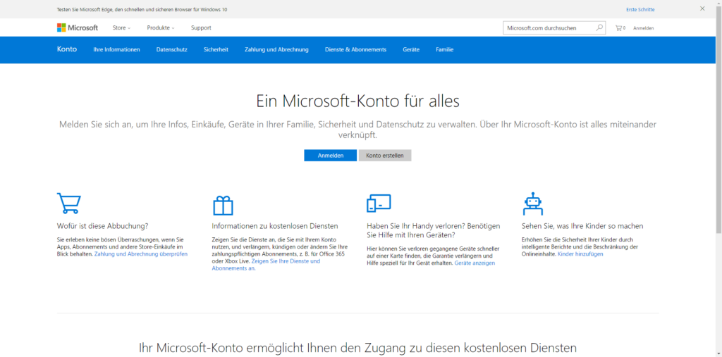 Microsoft-Konto: Mehr Informationen zu eigenen Geräten