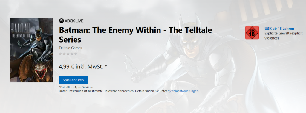 Neu im Store für Windows 10: Batman: The Enemy Within
