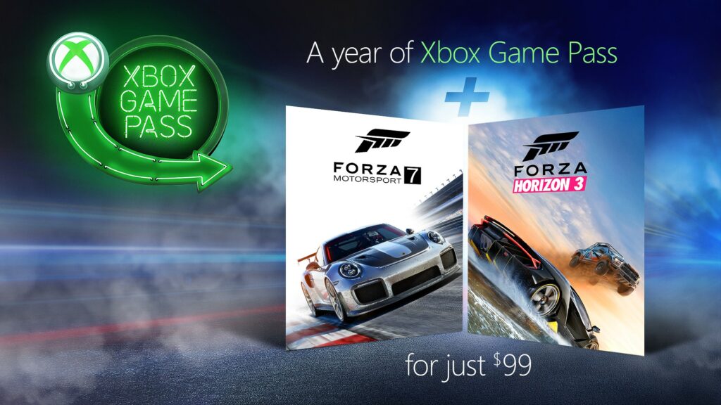 12 Monate Xbox Game Pass inklusive Forza Motorsport 7 und Forza Horizon 3 für 99 Euro