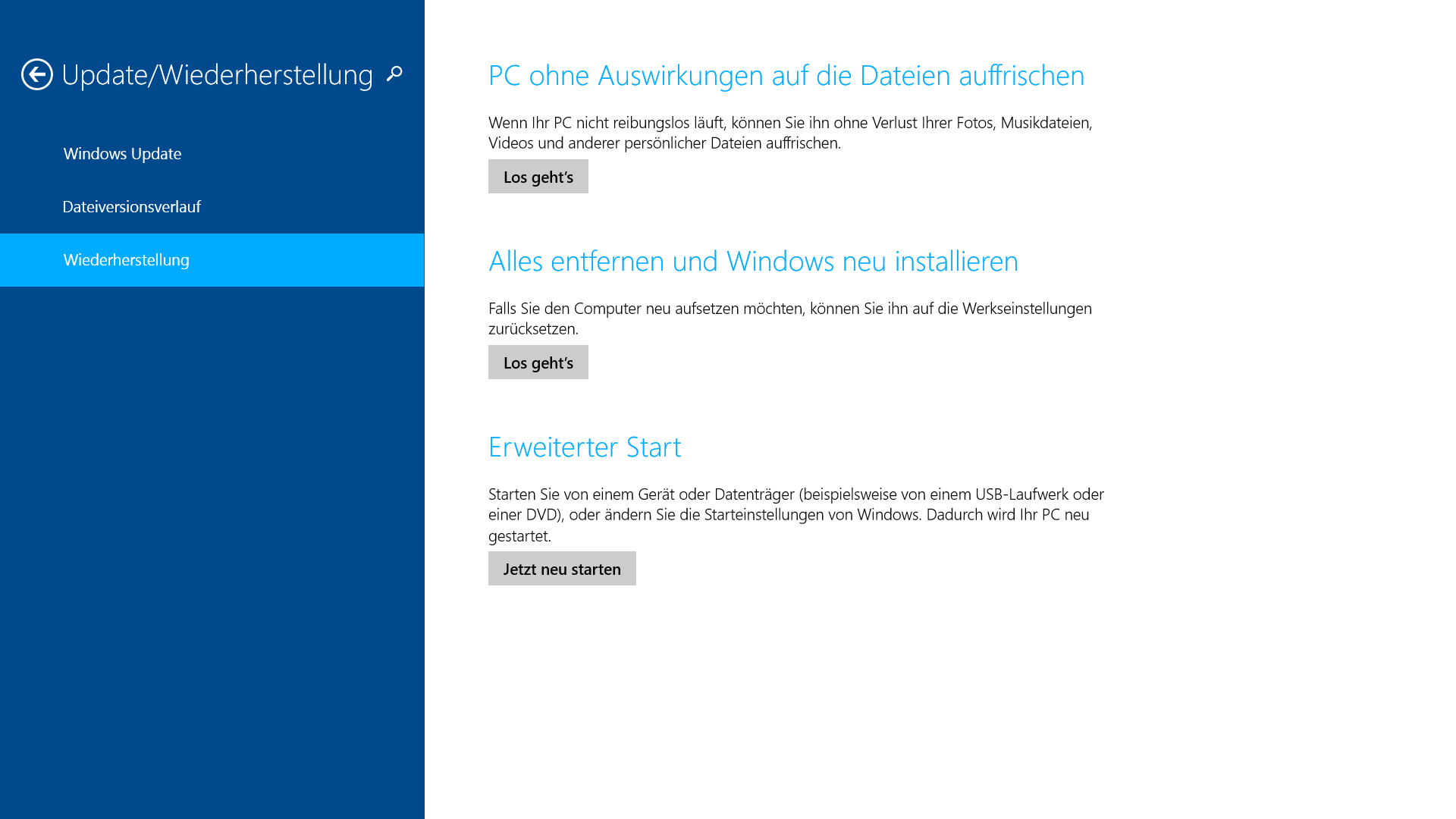 Anleitung Windows 8 1 Rt Auf Werkseinstellungen Zurucksetzen Windows Love