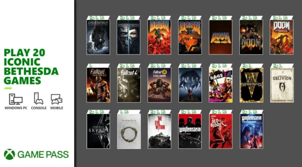 20 Bethesda Games sind nun im Xbox Game Pass Enthalten