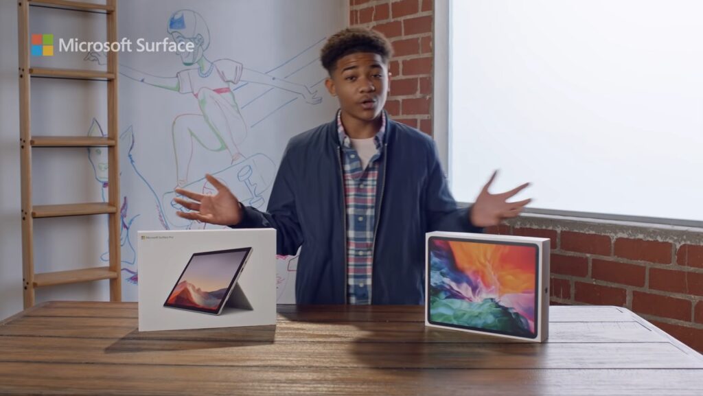 Neueste Microsoft Werbung vergleicht das Surface Pro 7 mit dem Ipad Pro